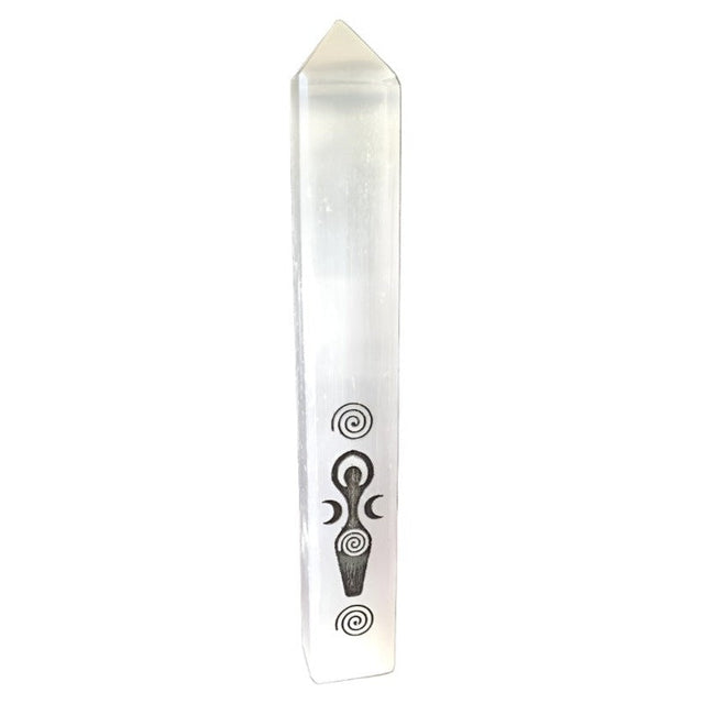 7" Selenite Goddess of Earth Obelisk Tower - Magick Magick.com