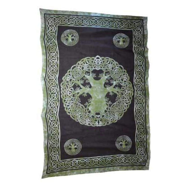 72" x 108" Celtic Tree of Life Green Tapestry - Magick Magick.com