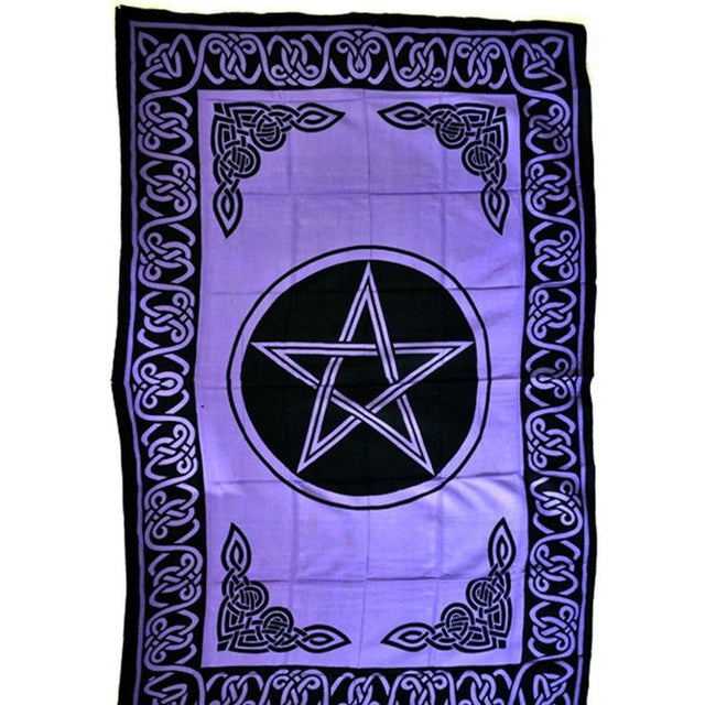 72" x 108" Pentacle Purple & Black Tapestry - Magick Magick.com