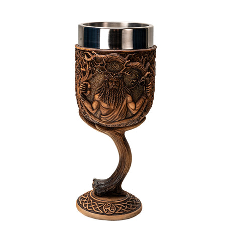 7.25" Resin & Stainless Steel Chalice / Goblet - Cernunnos - Magick Magick.com