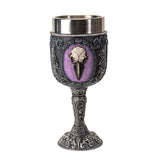 7.25" Resin & Stainless Steel Chalice / Goblet - Raven Skull - Magick Magick.com