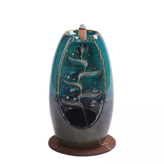 7.5" Waterfall Ceramic Backflow Cone Incense Burner - Magick Magick.com