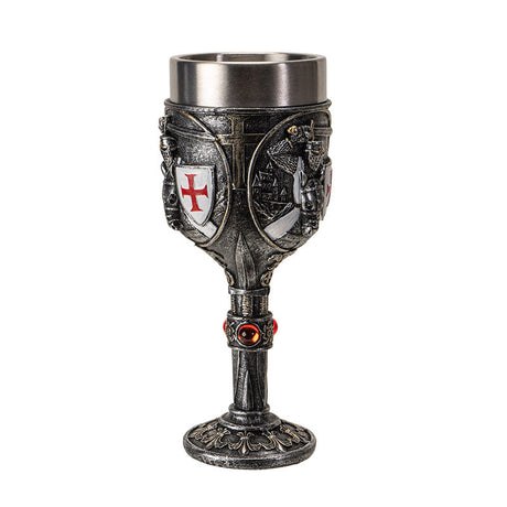 7.6" Resin & Stainless Steel Chalice / Goblet - Templar Knight - Magick Magick.com