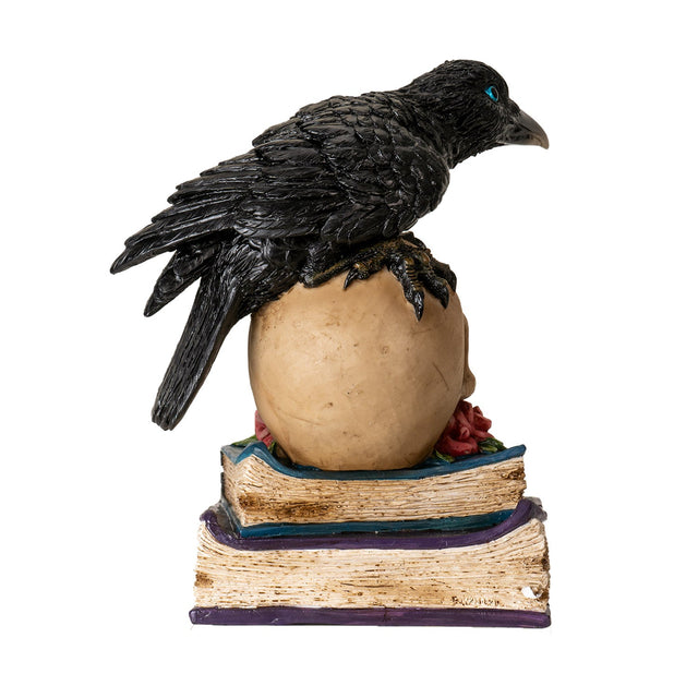 7.68" Raven on Skull and Books Statue - Magick Magick.com