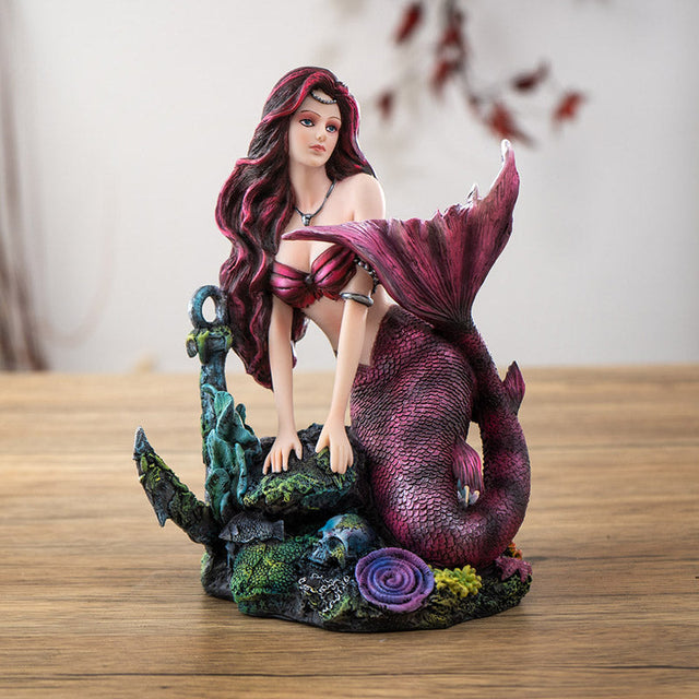 7.68" Red Mermaid Statue - Magick Magick.com