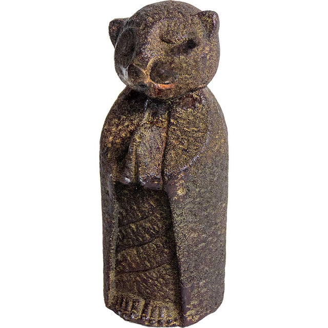 7.75" Volcanic Stone Statue - Jizo Cat - Magick Magick.com