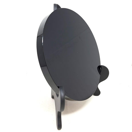 7.8" Black Obsidian Scrying Mirror with Stand - Magick Magick.com