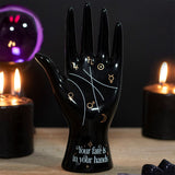 7.8" Palmistry Hand Ceramic Fortune Telling Statue - Black - Magick Magick.com