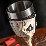 7.8" Resin & Stainless Steel Chalice / Goblet - Poker Skeleton - Magick Magick.com