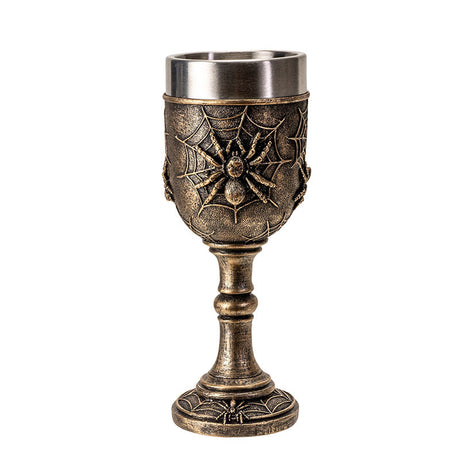 7.8" Resin & Stainless Steel Chalice / Goblet - Spider - Magick Magick.com