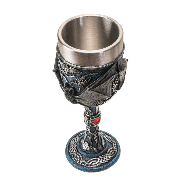 7.8" Resin & Stainless Steel Chalice / Goblet - Vampire Bat - Magick Magick.com