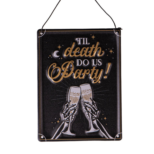 7.8" Til Death Do Us Party Skeleton Hanging Sign - Magick Magick.com