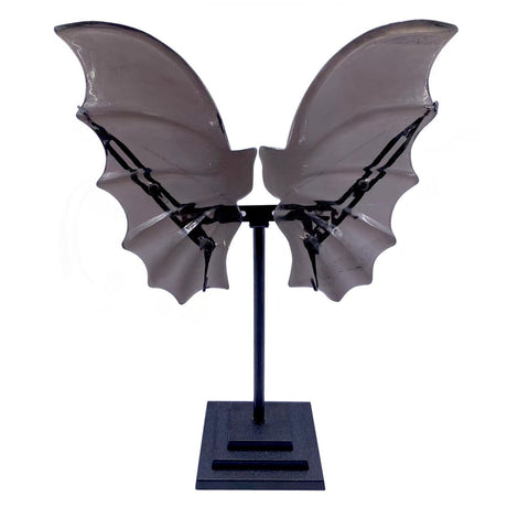 8-9.5" Smoky Obsidian Dragon Wings on Black Metal Stand - Magick Magick.com