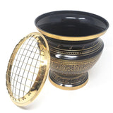 8" Black Carved Brass Censer Charcoal Burner - Magick Magick.com