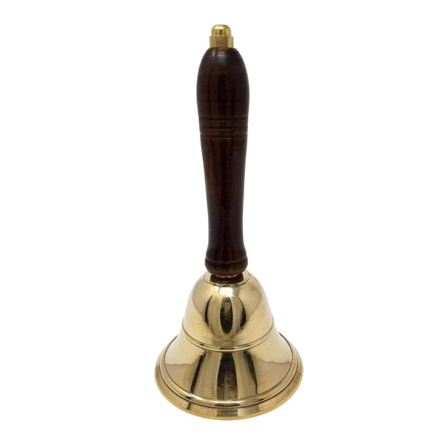 8" Brass Bell with Wooden Handle - Magick Magick.com