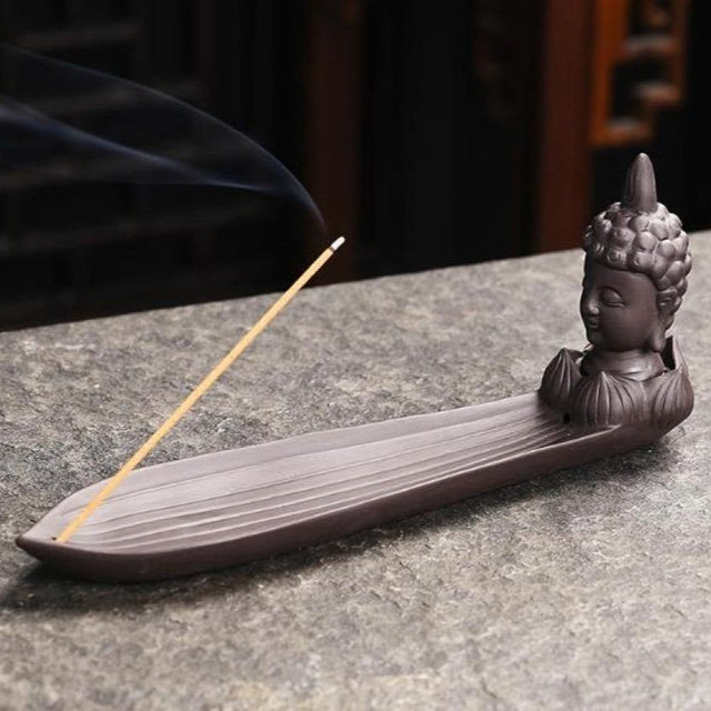 8" Buddha Head Ceramic Incense Stick Burner - Magick Magick.com