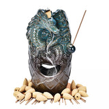 8" Dragon & Waterfall Dual Ceramic Backflow Cone Incense Burner - Magick Magick.com