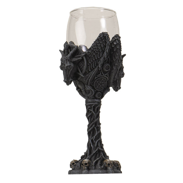 8" Glass Chalice / Goblet - Baphomet - Magick Magick.com
