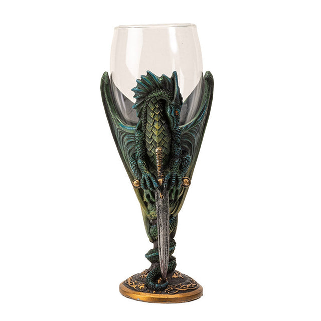 8" Glass Chalice / Goblet - Dragon Blade - Magick Magick.com