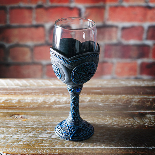 8" Glass Chalice / Goblet - Pentagram - Magick Magick.com