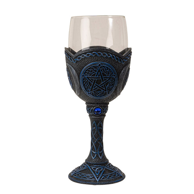 8" Glass Chalice / Goblet - Pentagram - Magick Magick.com