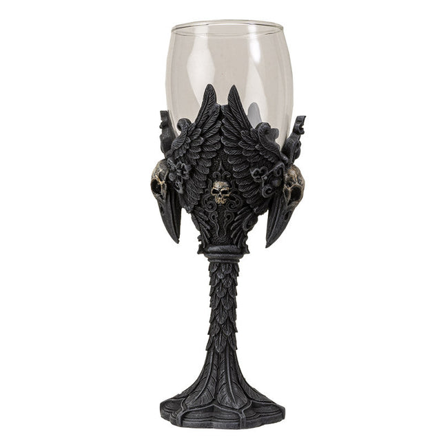 8" Glass Chalice / Goblet - Raven - Magick Magick.com