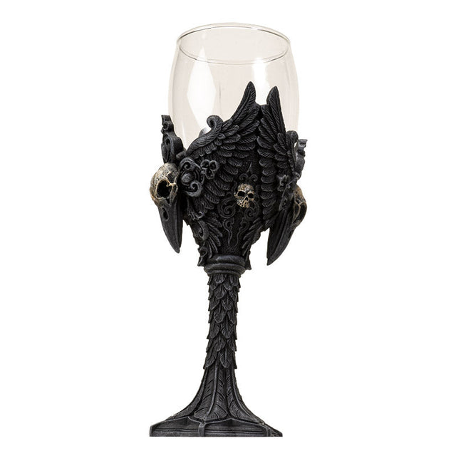 8" Glass Chalice / Goblet - Raven - Magick Magick.com