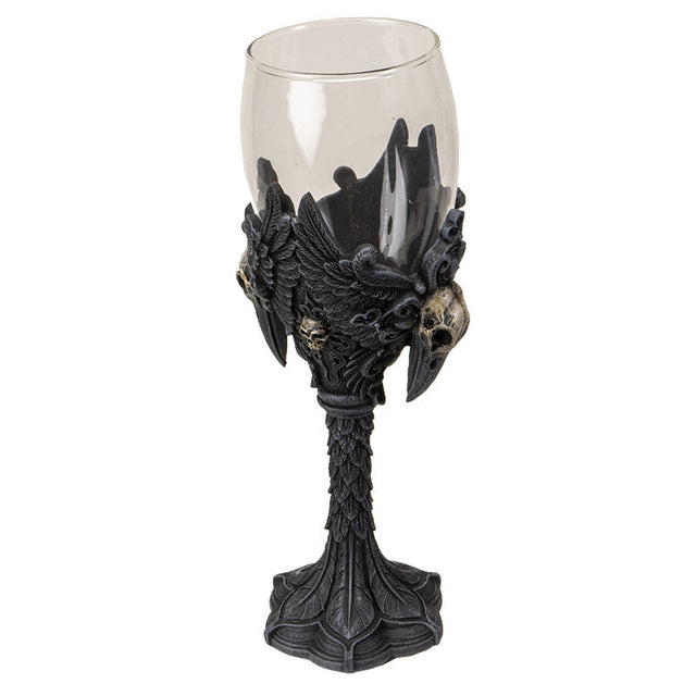 8" Glass Chalice / Goblet - Raven - Magick Magick.com