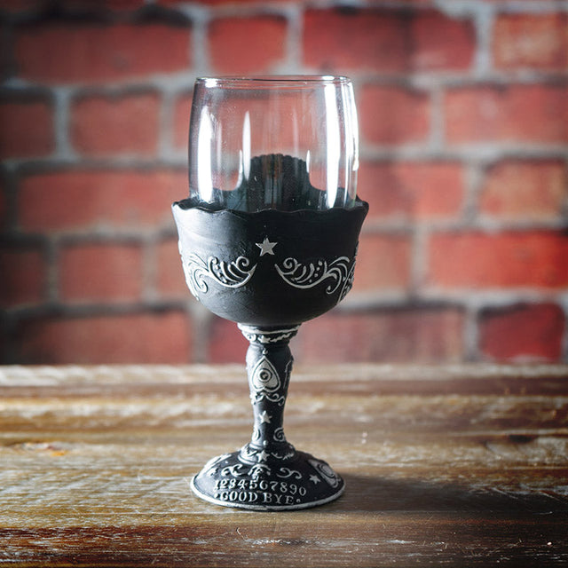 8" Glass Chalice / Goblet - Skull Spirit Board - Magick Magick.com