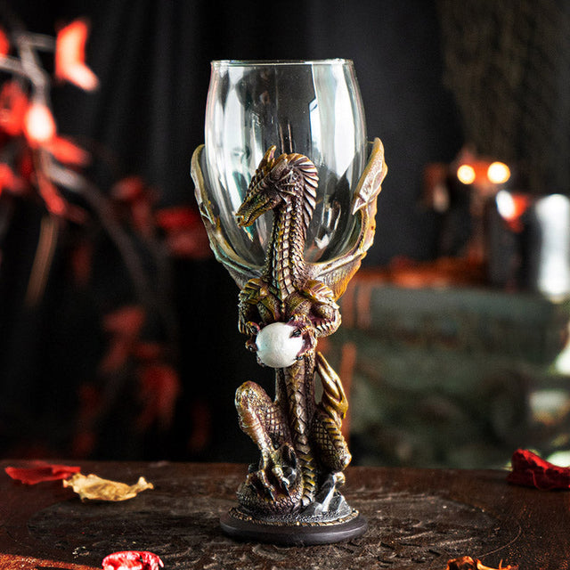 8" Glass & Resin Chalice / Goblet - Dragon Blade - Magick Magick.com