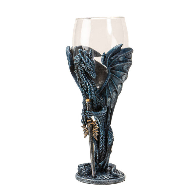 8" Glass & Resin Chalice / Goblet - Dragon Blade - Magick Magick.com