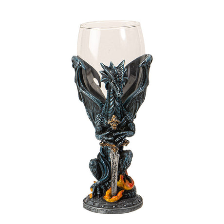 8" Glass & Resin Chalice / Goblet - Dragon Blade - Magick Magick.com