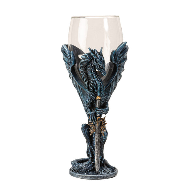 8" Glass & Resin Chalice / Goblet - Dragon Blade - Magick Magick.com