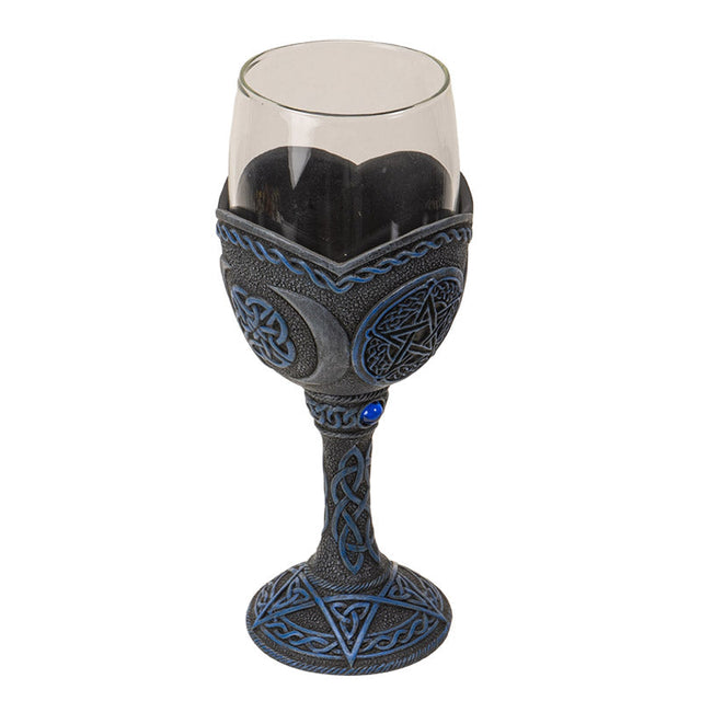 8" Glass & Resin Chalice / Goblet - Pentagram - Magick Magick.com