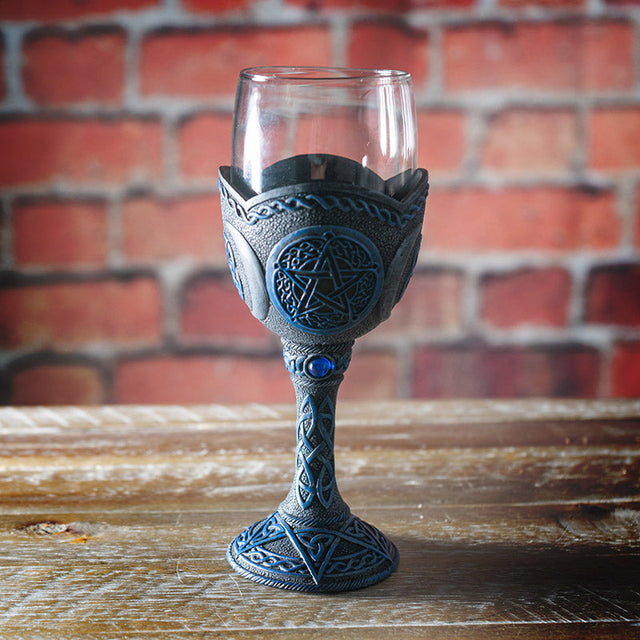 8" Glass & Resin Chalice / Goblet - Pentagram - Magick Magick.com