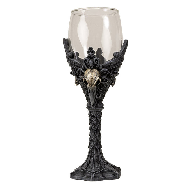 8" Glass & Resin Chalice / Goblet - Raven - Magick Magick.com