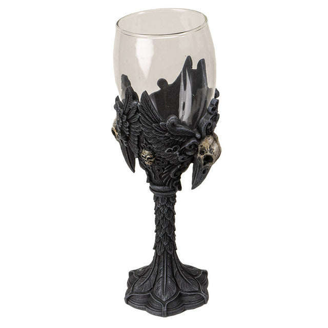 8" Glass & Resin Chalice / Goblet - Raven - Magick Magick.com