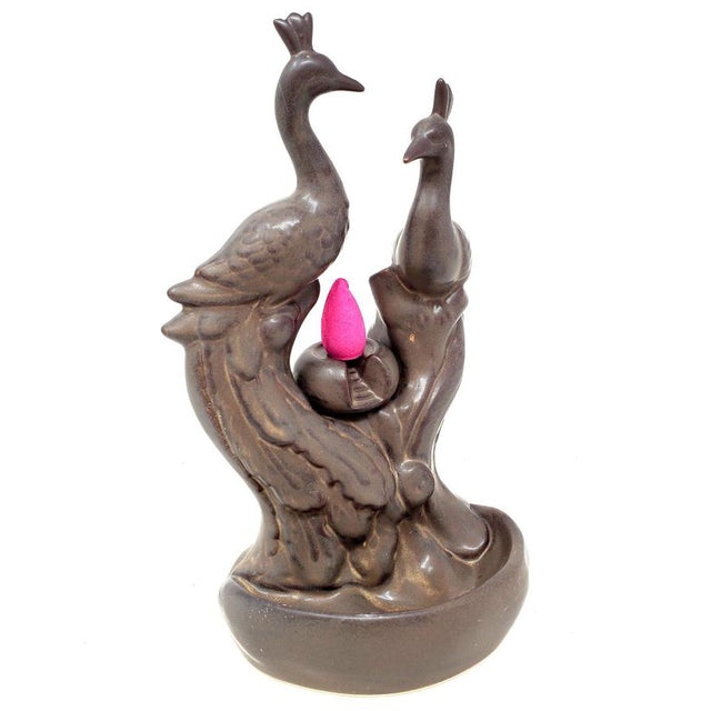 8" Peacock Antique Finish Backflow Cone Incense Burner - Magick Magick.com