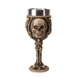 8" Resin & Stainless Steel Chalice / Goblet - Hear, See, Speak Skeleton - Magick Magick.com