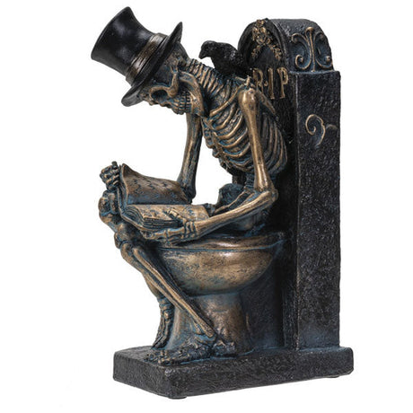 8" Skeleton Statue - Skull on Toilet - Magick Magick.com