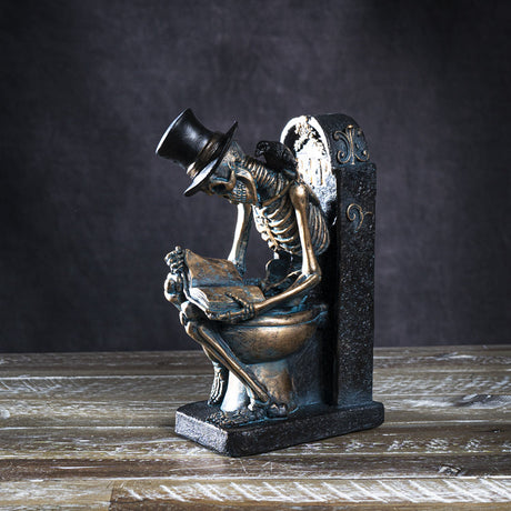 8" Skeleton Statue - Skull on Toilet - Magick Magick.com