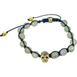 8 mm Adjustable Bracelet Round Beads - Labradorite with Brass Skull - Magick Magick.com