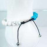 8 mm Adjustable Bracelet Round Beads - Turquoise & White Howlite with Silver Accent Beads - Magick Magick.com