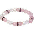 8 mm Elastic Bracelet Round Beads - Rose Quartz & Clear Quartz with Pearls - Magick Magick.com