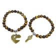 8 mm Elastic Bracelet - Tiger's Eye with Best Friends Heart & Key (2 Piece Set) - Magick Magick.com