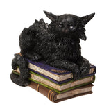 8.25" Wicked Black Cat on Books with LED Eyes Statue - Magick Magick.com