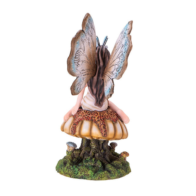 8.27" Fairy Statue - Butterfly Fairy on Mushroom - Magick Magick.com