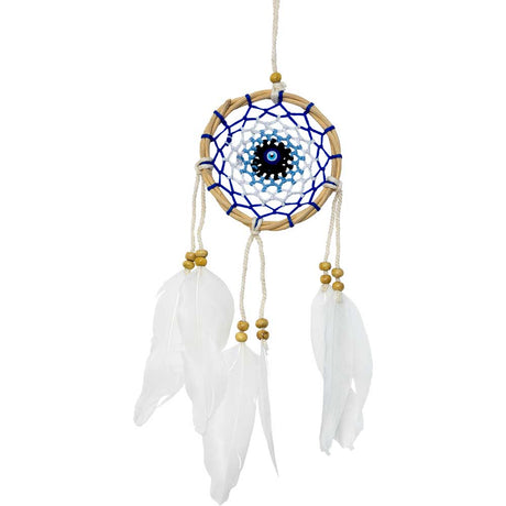 8.5" Twist Wreath Dream Catcher with Woven Evil Eye - Magick Magick.com