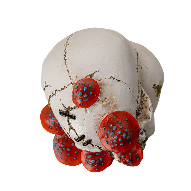 8.8" Double Skull with Mushrooms Statue - Magick Magick.com