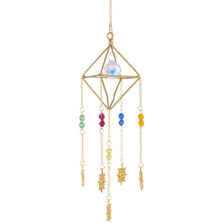 9" Hanging AB Crystal Prism Suncatcher - Multi-Colored Glass Beads & Sun Charms - Magick Magick.com